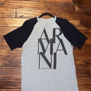 Armani Exchange Black and Gray Logo Tee